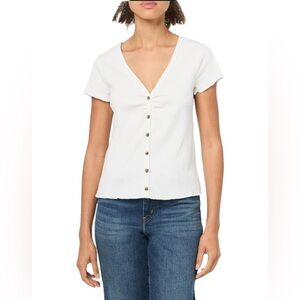 NWT UNIONBAY Women's Maris Rib Knit Button Front V-Neck Top